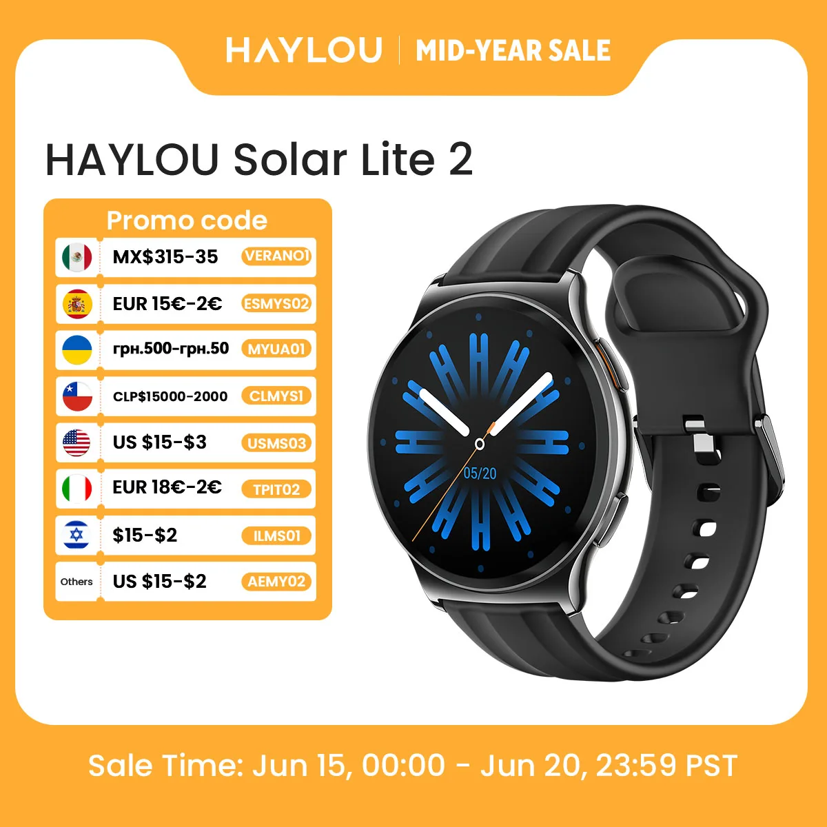 HAYLOU Solar Lite 2 Smartwatch 1.43” AMOLED Display 24h Health Monitoring 150+ Sports Modes Voice Calling Smart Watch 1ATM