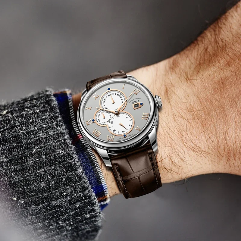 Luxury Brand BORMAN Automatic Mechanical Men's Watches Sapphire 50M Waterproof Multi-function Dial Retro Leather Clocks BM18011 - Image 10