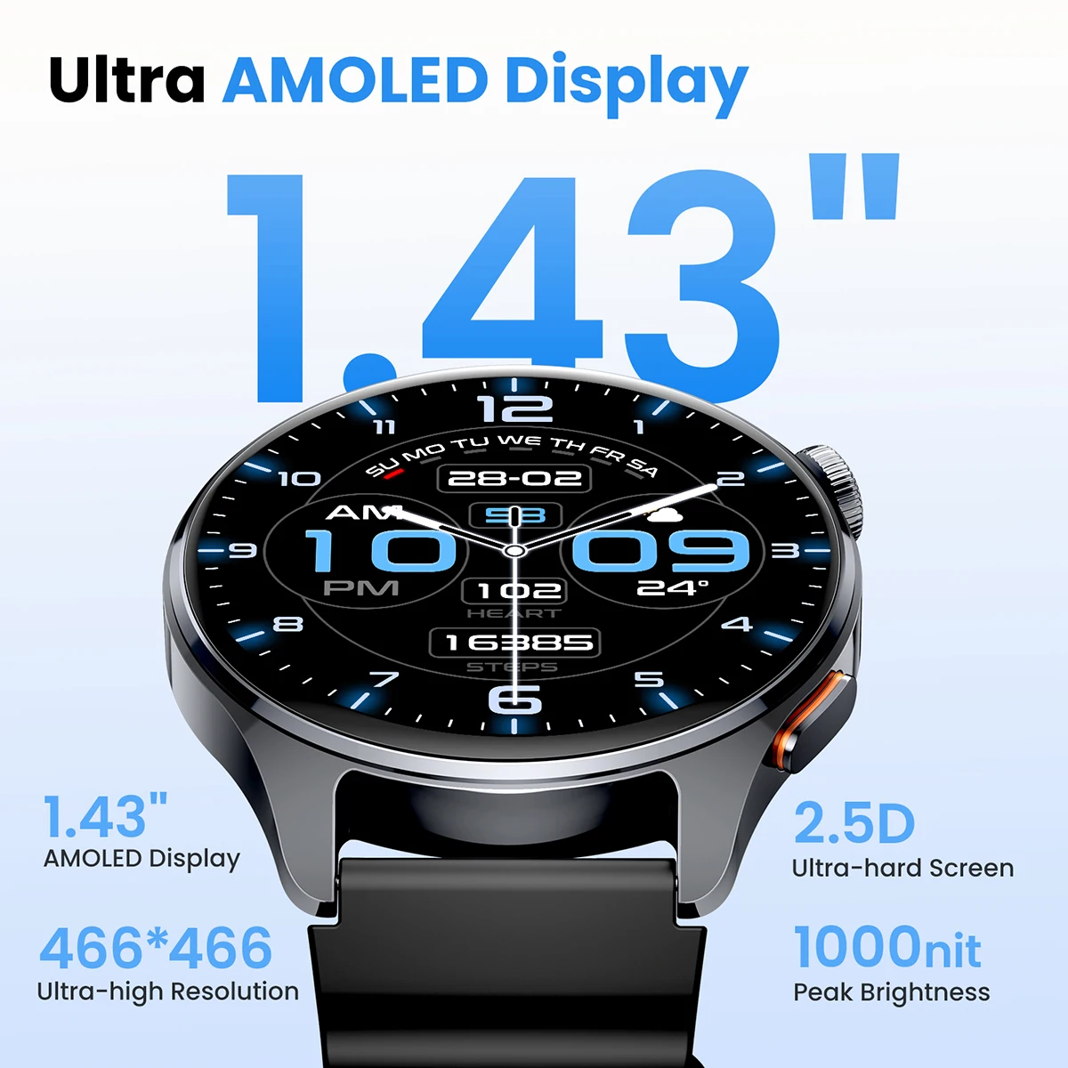 HAYLOU Watch 4S GPS Smartwatch 1.43” HD AMOLED Display 5 Satellite GPS Positioning 120+ Workout Modes Sport Fitness Smart Watch - Image 3