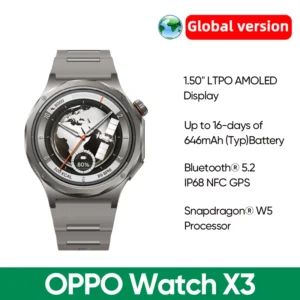 [New Arrival] Global Version Smartwatch OPPO Watch X3 Snapdragon W5 Up to 16 Days of Battery Life AMOLED Display NFC IP68