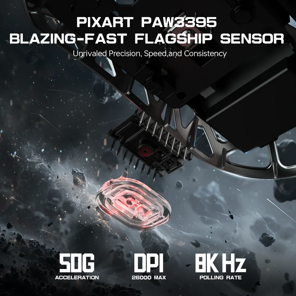 ATTACK SHARK R3 Magnesium Alloy Gaming Mouse 8K SUPERLIGHT 8000Hz 6 Adjustable DPI up to 26000 PAW3395 BT/2.4G Wireless/Wired - Image 5