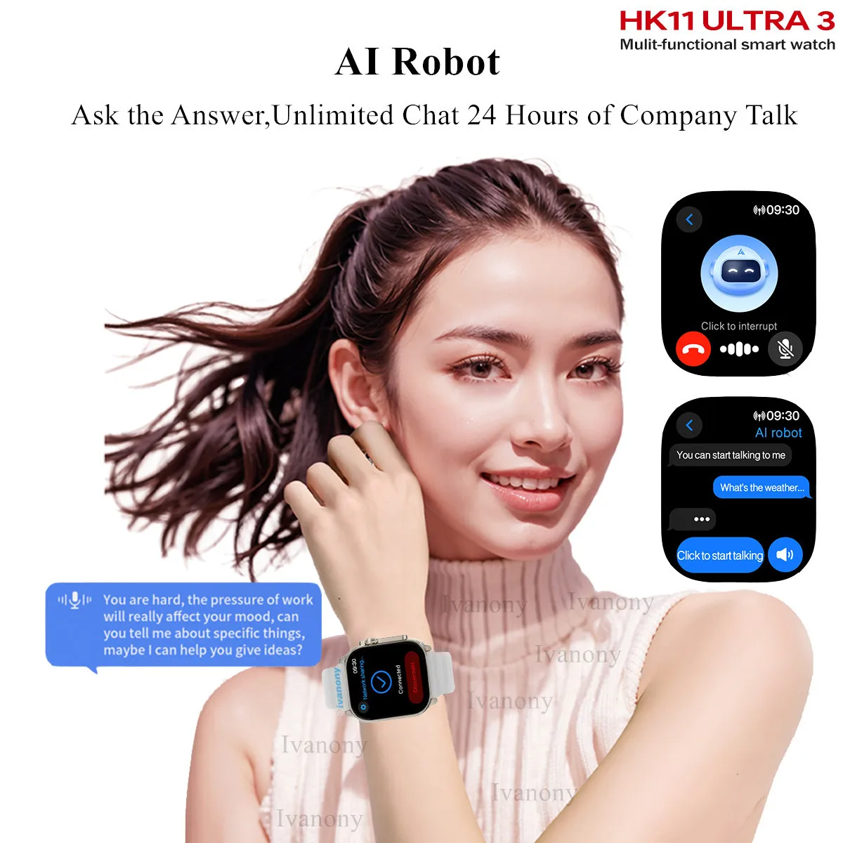 Original HK11 ULTRA3 Smart Watch Support TWS Earphone Connect Network Share Connection AI Robots Receive Call AMOLED Smartwatch - Image 2
