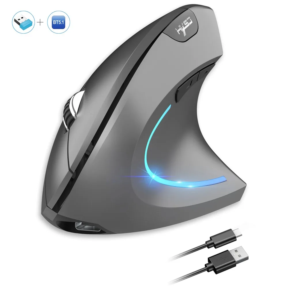 New Dual Mode Wireless Vertical Mouse Bluetooth 5.1 Silent Ergonomic 6 Buttons Type‑C 2400DPI Anti‑Mouse Hand for Office Laptop - Image 12