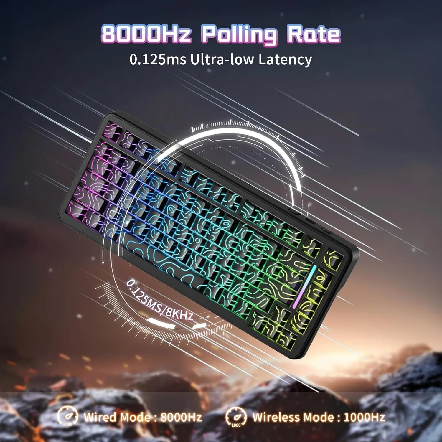 Attack Shark X82Pro HE 75% Magnetic Wireless Gaming Keyboard, 0.01mm RT, 8KHz Polling, Hot-Swap, Tri-Mode Bluetooth/2.4G/USB-C - Image 10
