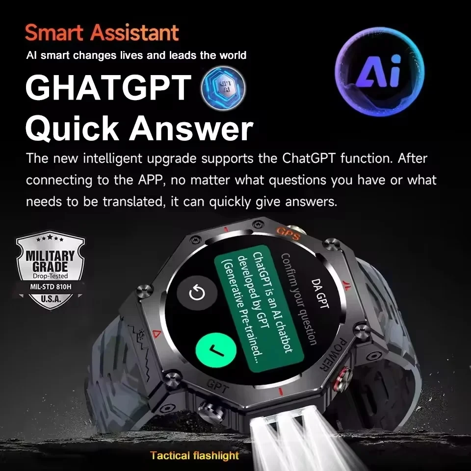 T-Rex 3 Ultra Military Grade GPS Smart Watch 10ATM Waterproof Compass Altimeter Barometric AMOLED Men HD Call Sports Smartwatch - Image 4