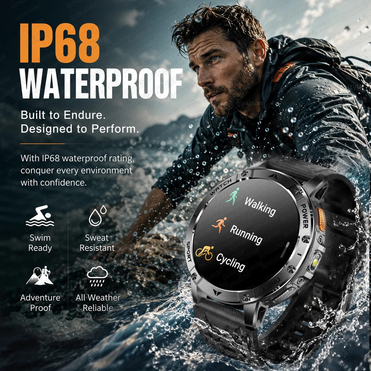 2026 New 1400mAh Large Battery SmartWatch Outdoor Flashlight 5ATM Waterproof Heart Rate SOS Bluetooth Call Sports Smartwatch Men - Image 14