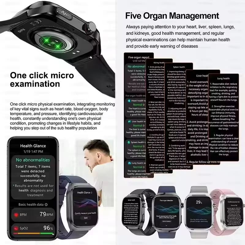 2025New Micro Physical Examination Smart Watch For Men Uric Acid Body Fat Five Organ Health Watches Bluetooth Call SmartBracelet - Image 7