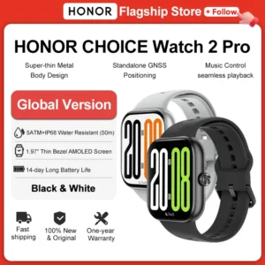 Global Version HONOR CHOICE Watch 2 Pro 1.97'' AMOLED Bluetooth Call GNSS 5ATM Waterproof Health Monitor 14Days Battery Life
