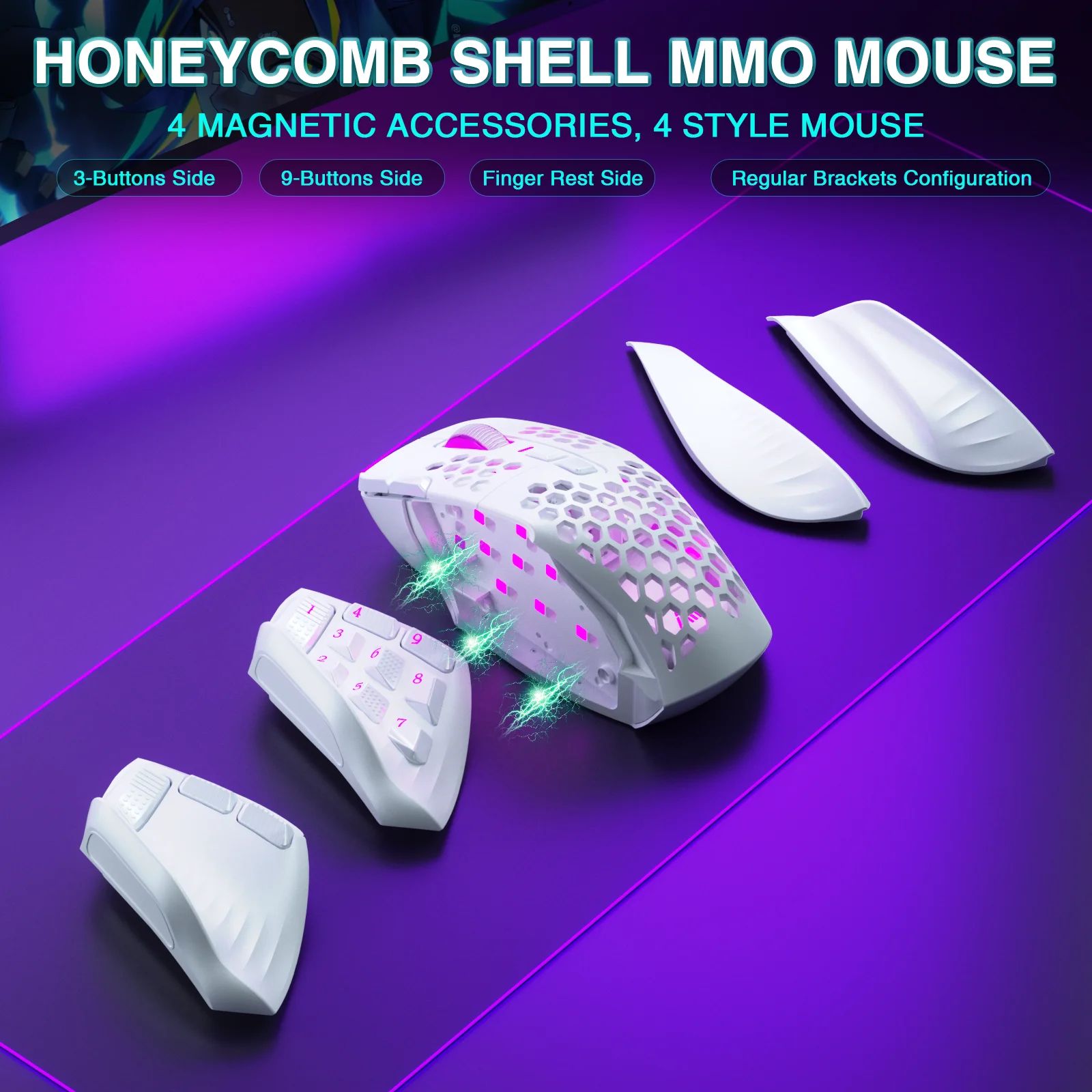 SOLAKAKA SM809 Pro Wireless MMO Gaming Mouse PAW3311 16 Side Buttons 24000 DPI RGB Honeycomb Programmable Macro Wireless mouse - Image 14