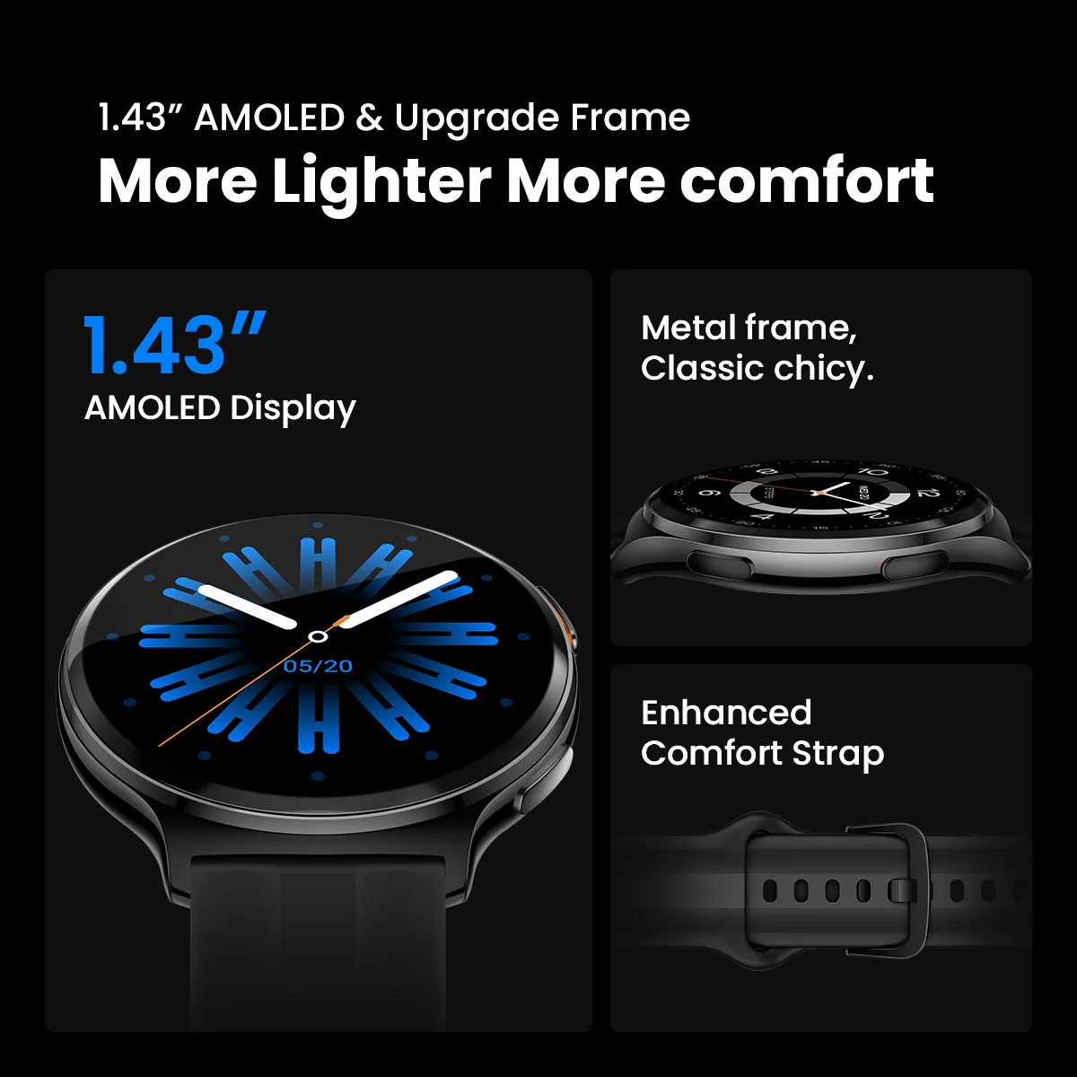 HAYLOU Solar Lite 2 Smartwatch 1.43” AMOLED Display 24h Health Monitoring 150+ Sports Modes Voice Calling Smart Watch 1ATM - Image 3