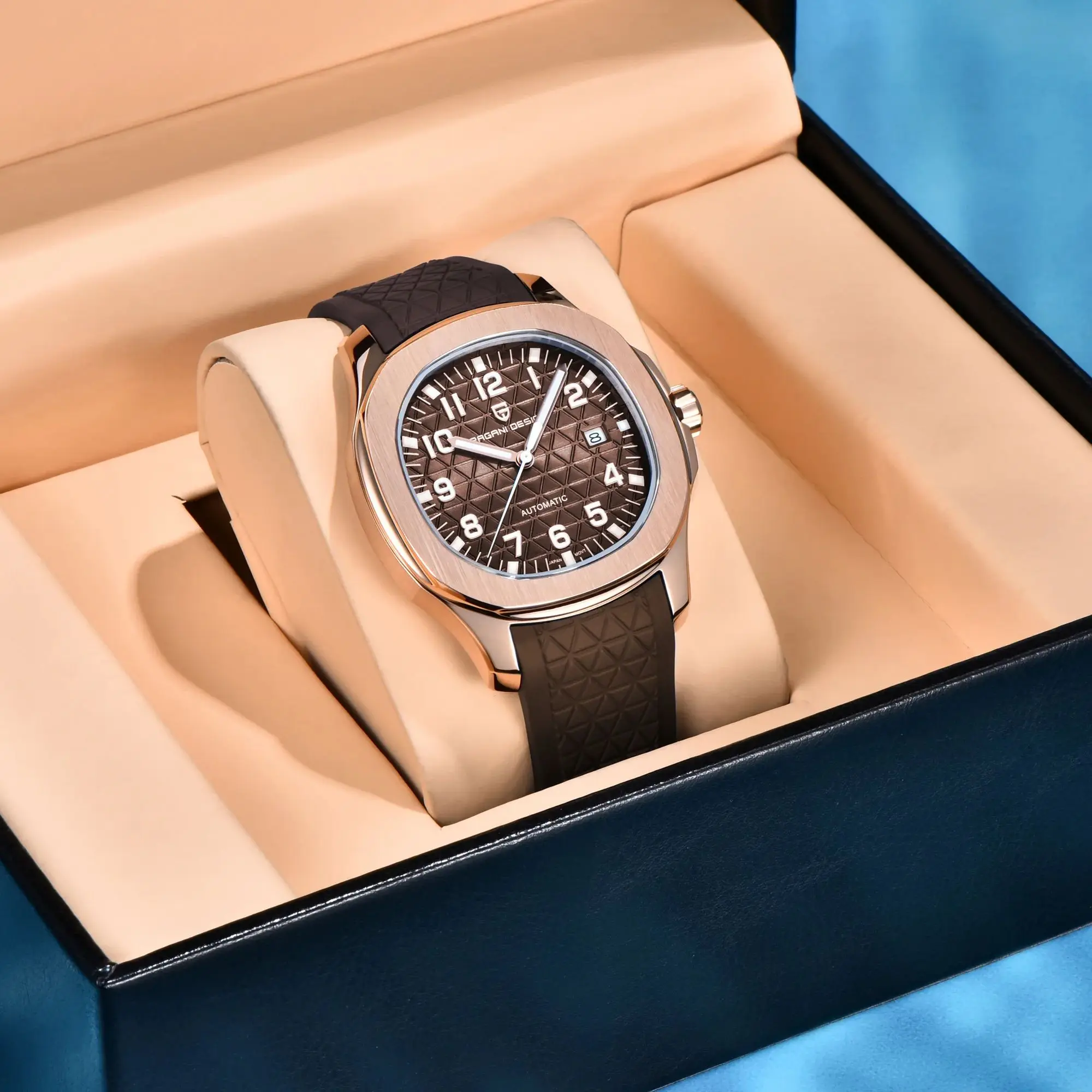 PAGANI DESIGN 2026 New Men's Watches Rose Gold Top Luxury Automatic Watch For Men Barrel dial Steel Mechanical Wristwatch Men - Image 6