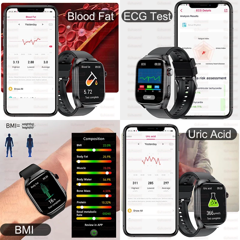 2025New Micro Physical Examination Smart Watch For Men Uric Acid Body Fat Five Organ Health Watches Bluetooth Call SmartBracelet - Image 13
