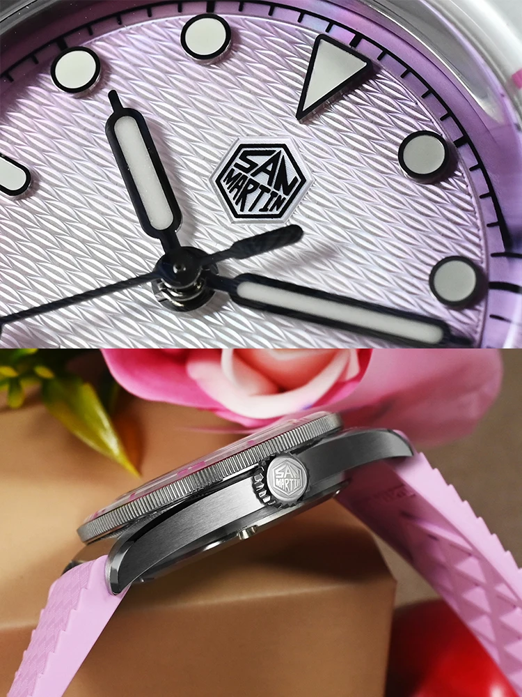 San Martin 2026 32.5mm Women’s Wristwatch Elegant Luxury Quartz Watch Ladies Fashion Guilloche MOP Dial Sapphire WR200m SN0151 - Image 5