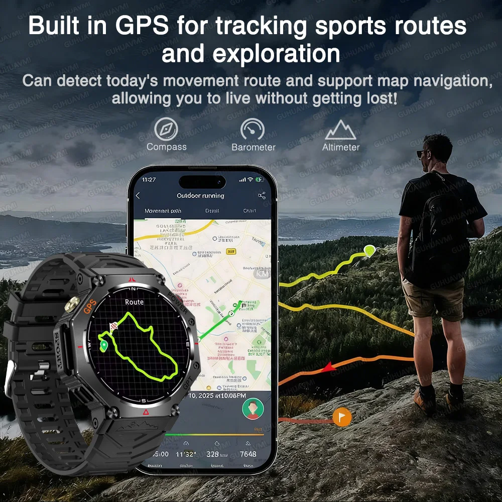 T-Rex 3 Ultra Military Grade GPS Smart Watch 10ATM Waterproof Compass Altimeter Barometric AMOLED Men HD Call Sports Smartwatch - Image 3