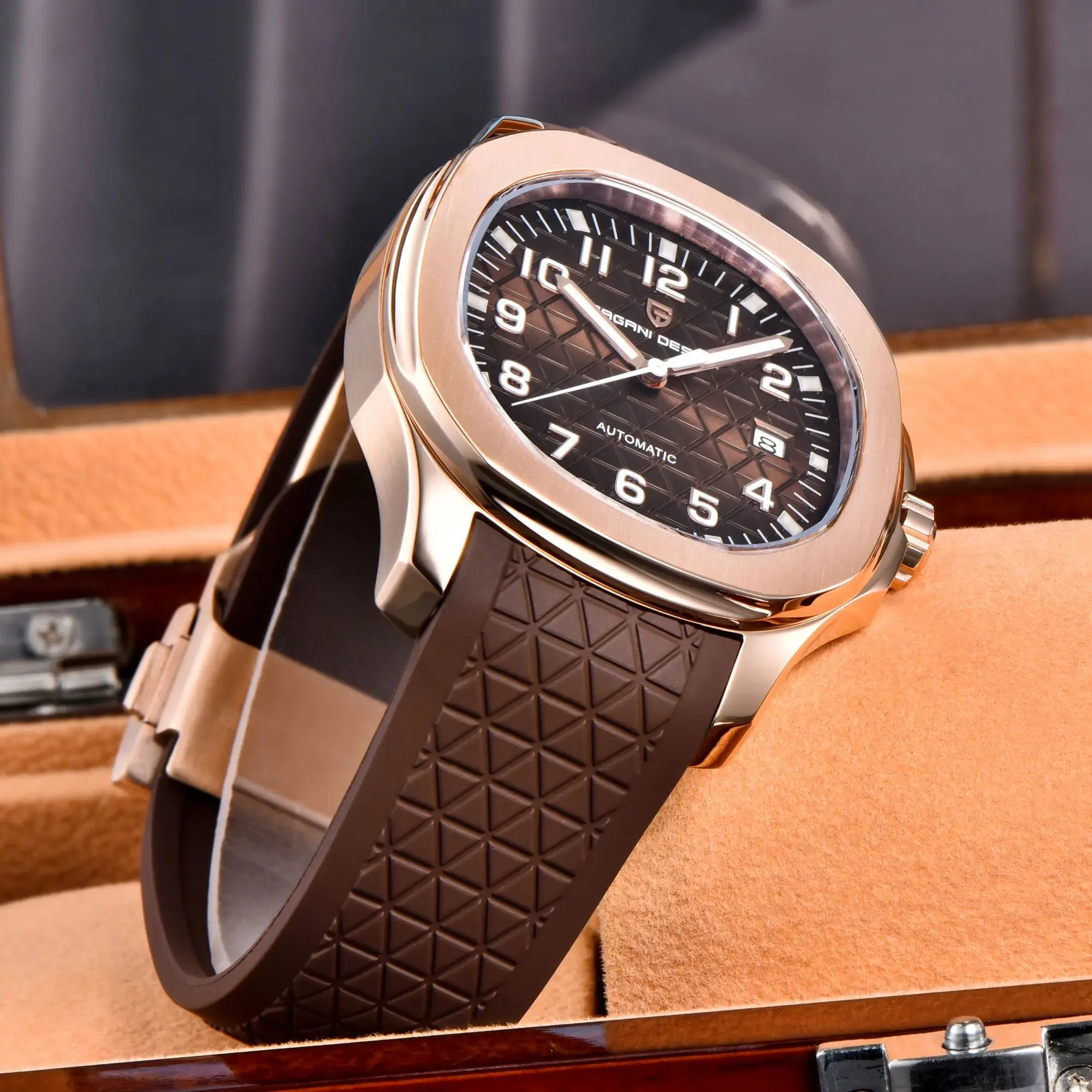 PAGANI DESIGN 2026 New Men's Watches Rose Gold Top Luxury Automatic Watch For Men Barrel dial Steel Mechanical Wristwatch Men - Image 13