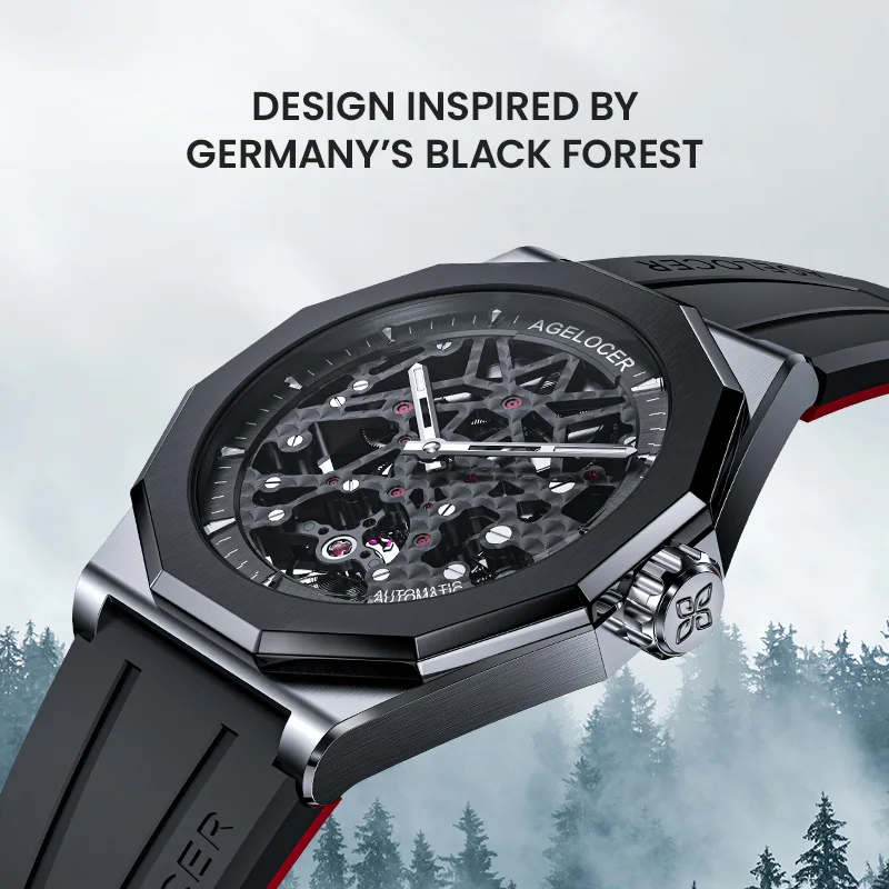 AGELOCER Original Schwarzwald Watch Men's Sports Hollow Luminous Automatic Mechanical Watch Birthday Gift for Men - Image 2