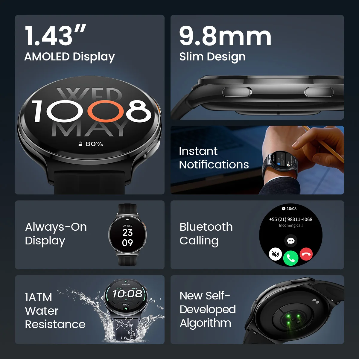 HAYLOU Solar Lite 2 Smartwatch 1.43” AMOLED Display 24h Health Monitoring 150+ Sports Modes Voice Calling Smart Watch 1ATM - Image 2