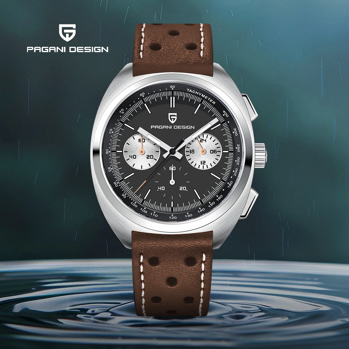 PAGANI DESIGN 2026 Retro Luxury Men's Quartz Watches Sports Chronograph VK63 Watch For Men AR Sapphire Waterproof Leather Clock