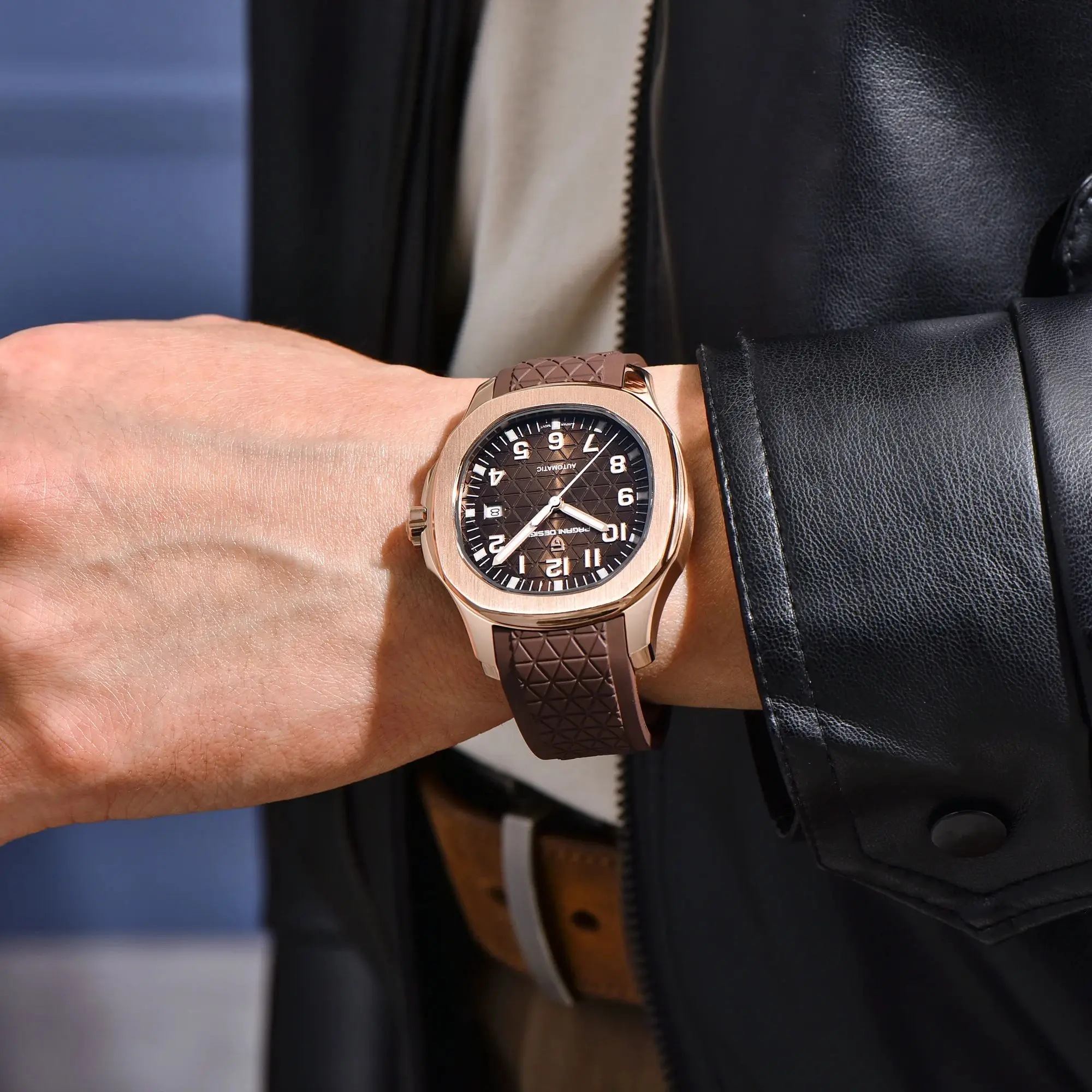 PAGANI DESIGN 2026 New Men's Watches Rose Gold Top Luxury Automatic Watch For Men Barrel dial Steel Mechanical Wristwatch Men - Image 3