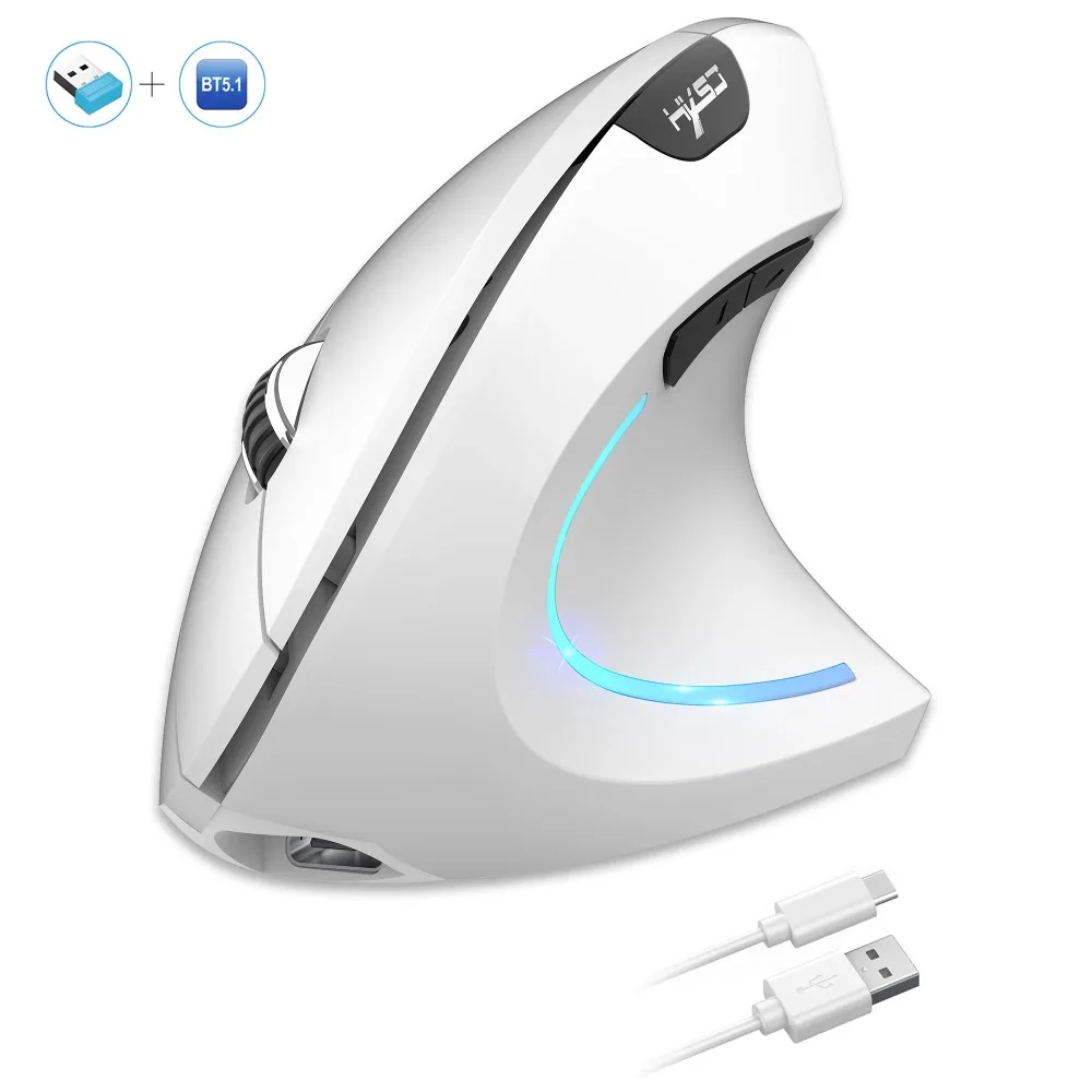 New Dual Mode Wireless Vertical Mouse Bluetooth 5.1 Silent Ergonomic 6 Buttons Type‑C 2400DPI Anti‑Mouse Hand for Office Laptop - Image 6