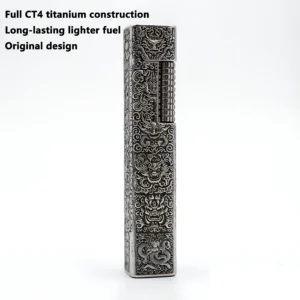 CNC TC4 Titanium Lighter Sturdy Durable EDC Pocket Lighter High-End Premium Slim Side-Slide Flint Wick Petrol Lighter
